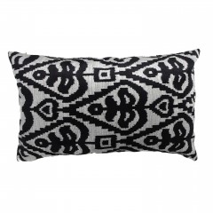 SILK IKAT CUSHION COVER SILVER BLACK - UNIQUE IKATS